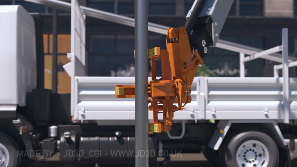 Stiill image from an explainer video animation showing off complex construction machinery